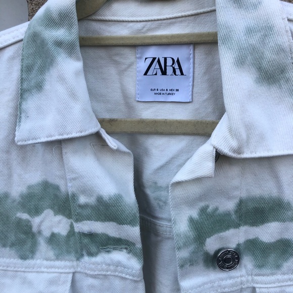 Zara Jackets & Coats Zara Pastel Green Denim Jacket W Side Slit